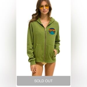 RARE AVIATOR NATION NWT ALL SEASONS CIRCLE HOODIE - JUNGLE GREEN—XS